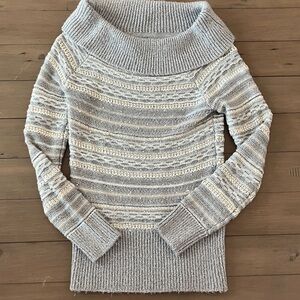 White House Black Market Gray Cowl Neck Sweater